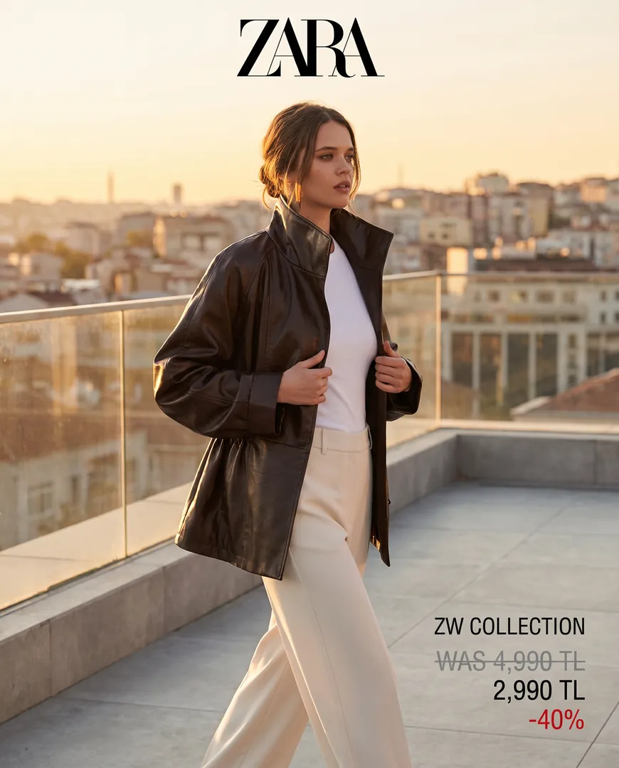 Fashion ad for a ZARA ZW collection coat