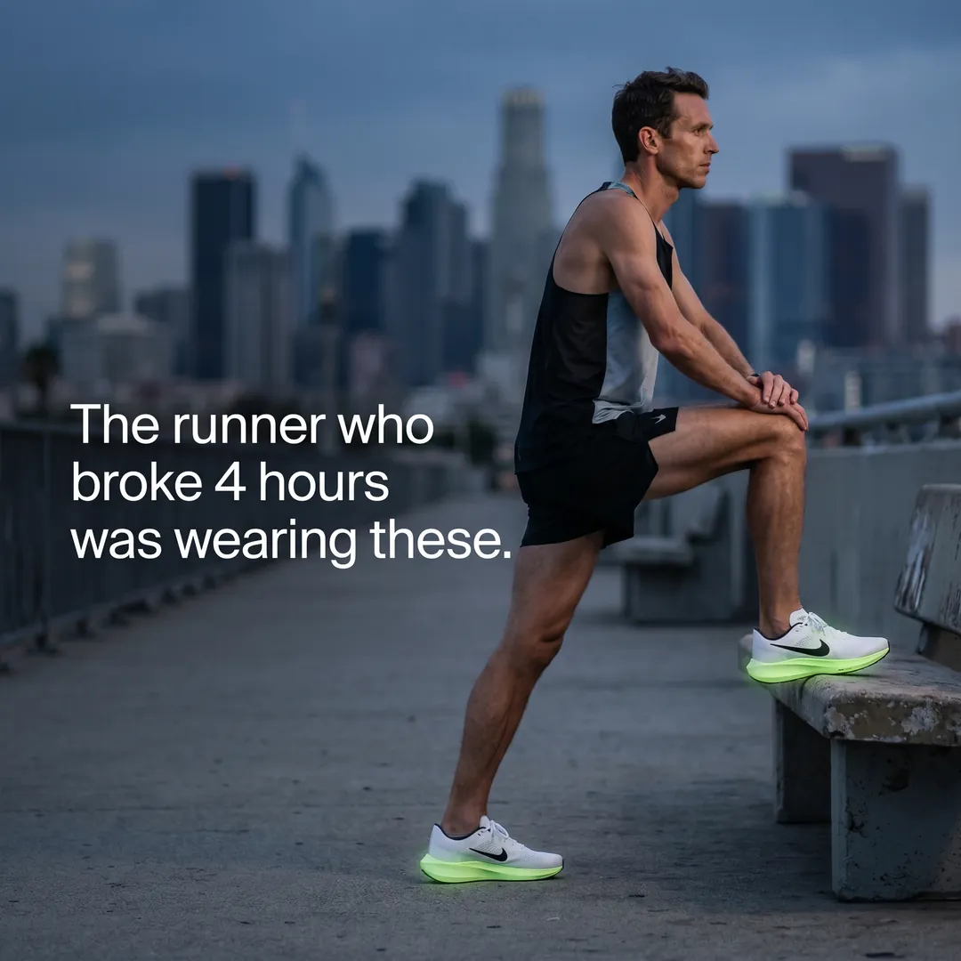 Sports ad for performance running shoes